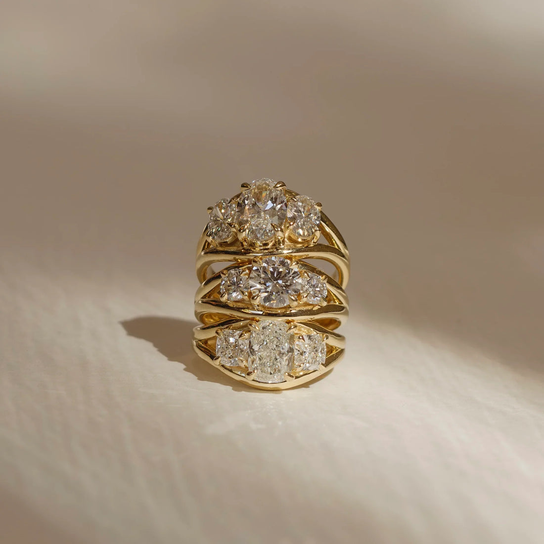 1.50CT Elongated Cushion Cut Unique Three Stone Engagement Ring For Her