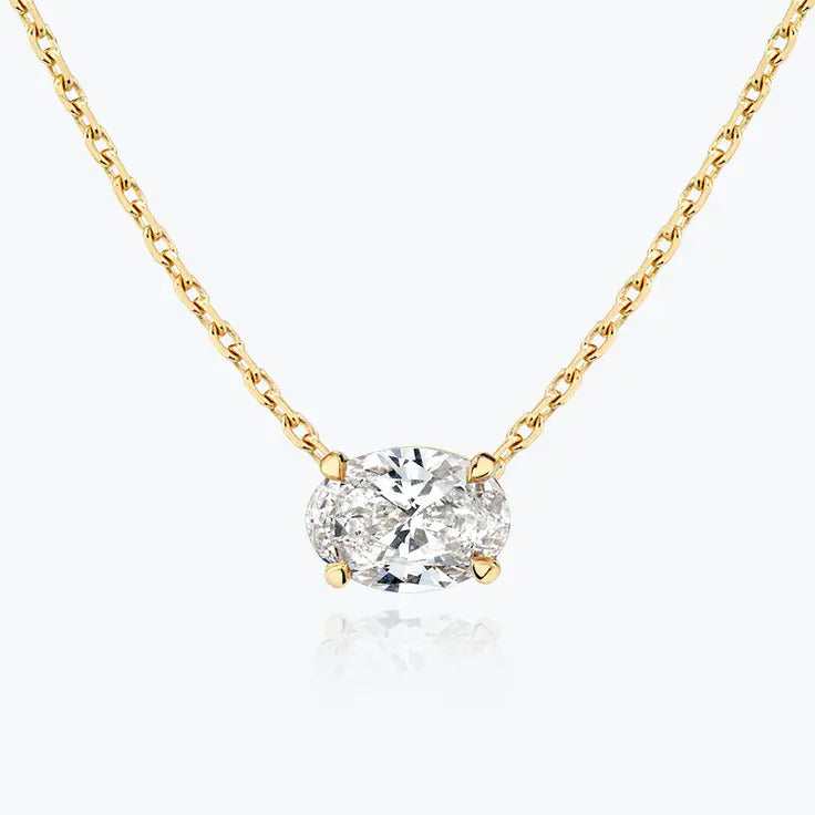 Collar de moissanita con diamante solitario de talla ovalada de 0,25-1,0 quilates