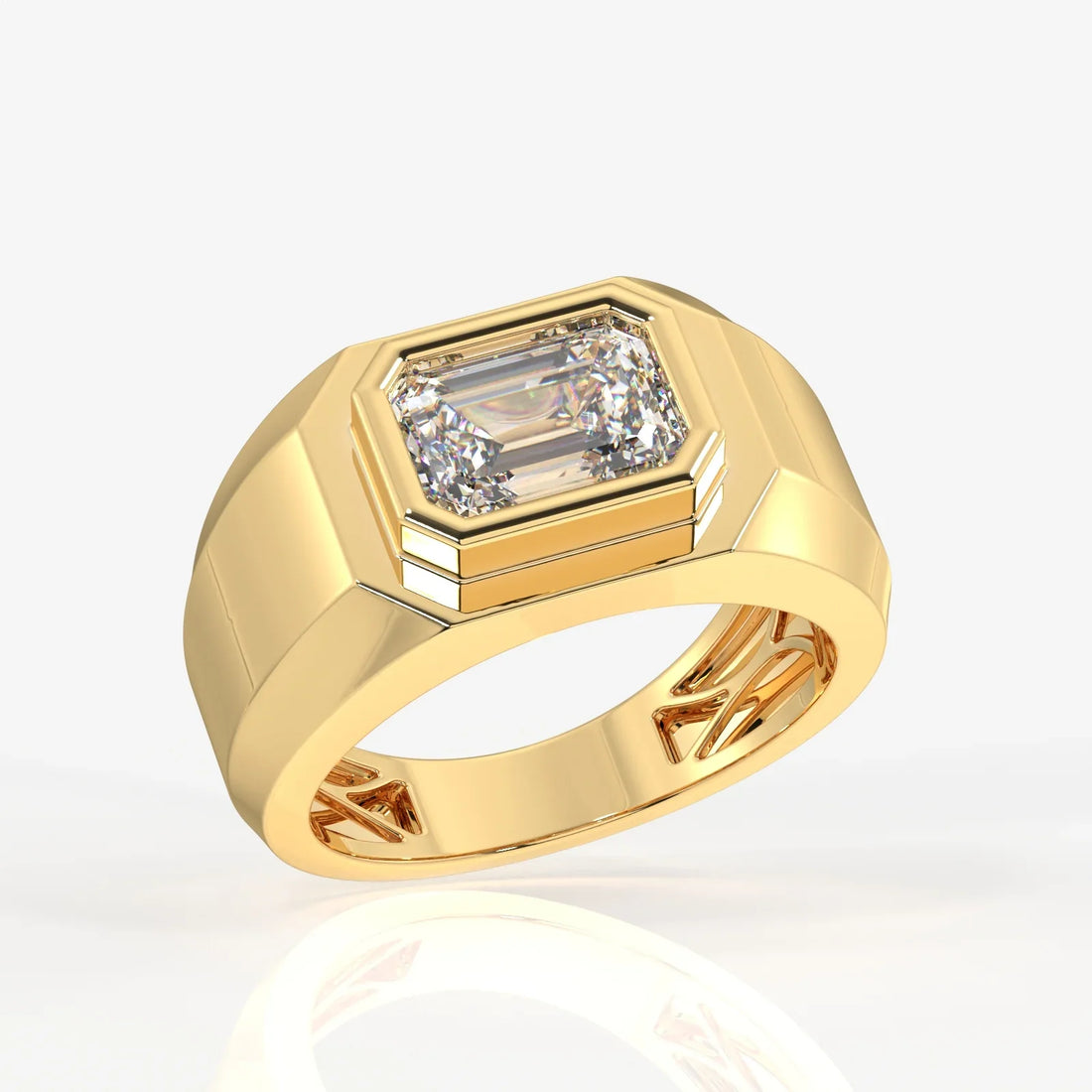1.0CT East West Emerald Cut Solitaire Men's Ring For Him
