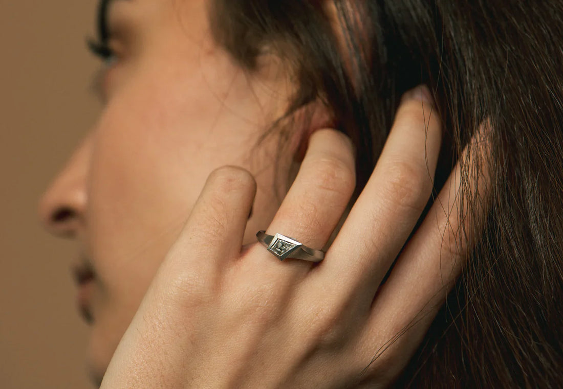 1.0CT Kite Cut Diamond Unique Solitaire Matte Finish Engagement Ring