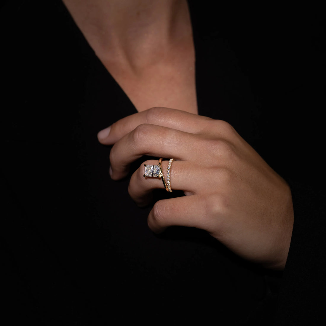 1.0CT Radiant Cut Antique Pave Setting Engagement Ring