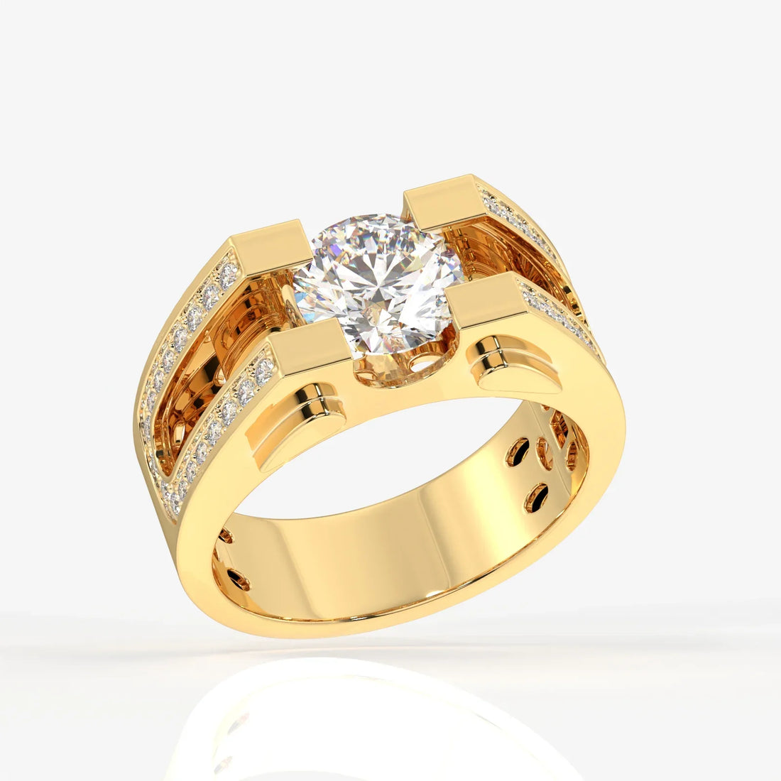 1.0CT Round Diamond Antique Men's Wedding Ring In Gold