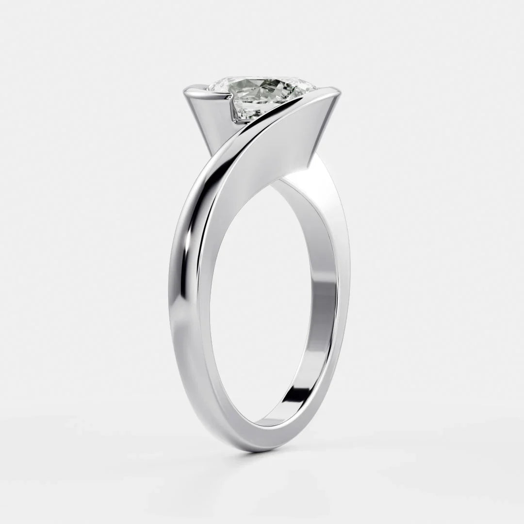 1.0 CT Oval Cut Bypass Shank Unique Engagement Ring