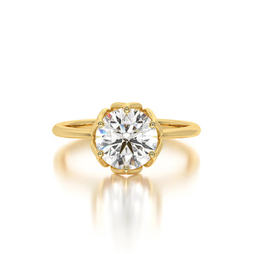 Lab Grown Diamond Engagement Ring: 14K White Gold Round Solitaire