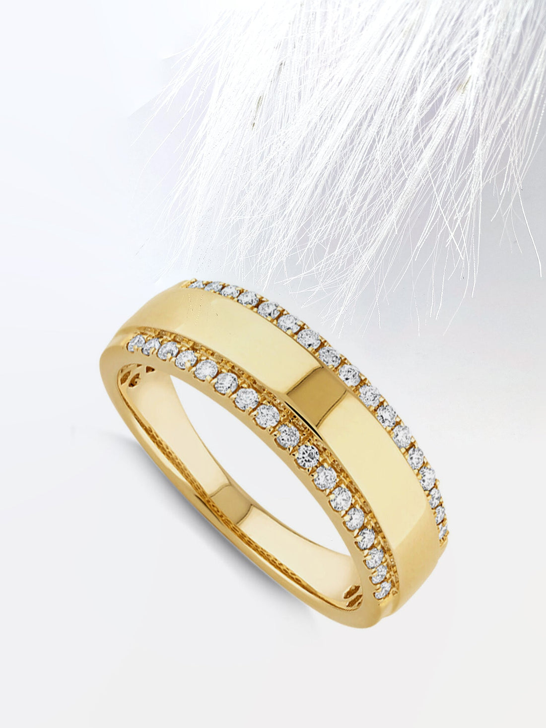Round Diamond Two Row Moissanite Men's Wedding Band