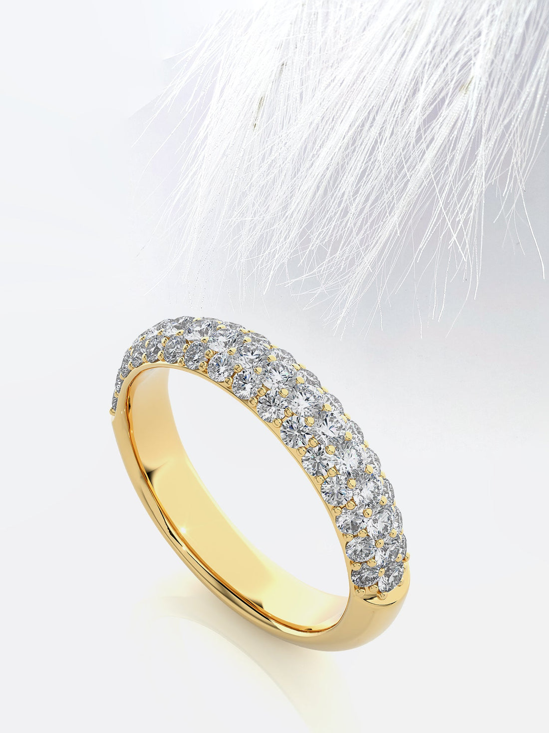 4mm Round Moissanite Three Row Diamond Men's Wedding Band