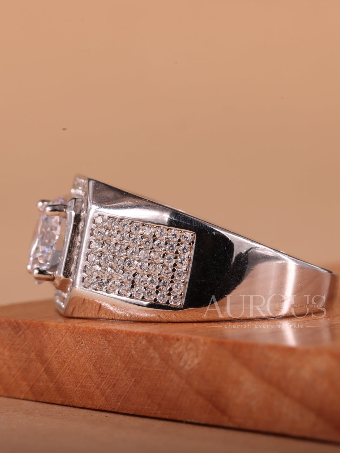 1.0CT Round Cut Halo Cluster Diamond Moissanite Men's Engagement Ring