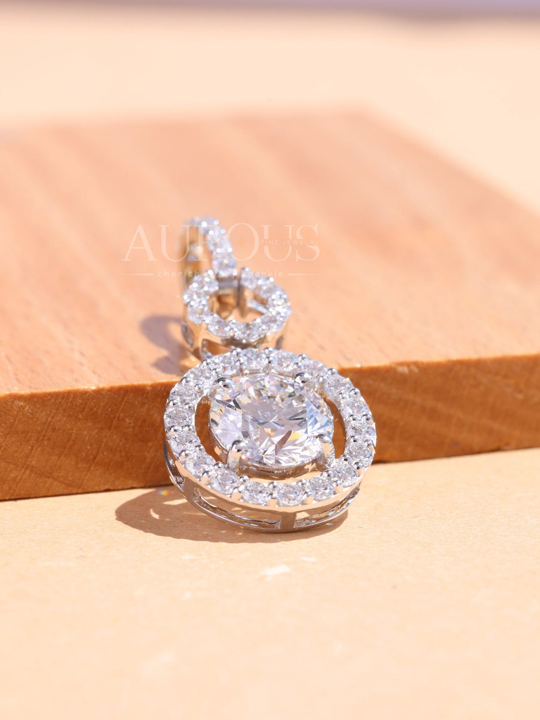 Round Cut Halo Cluster Diamond Moissanite Pendant Necklace