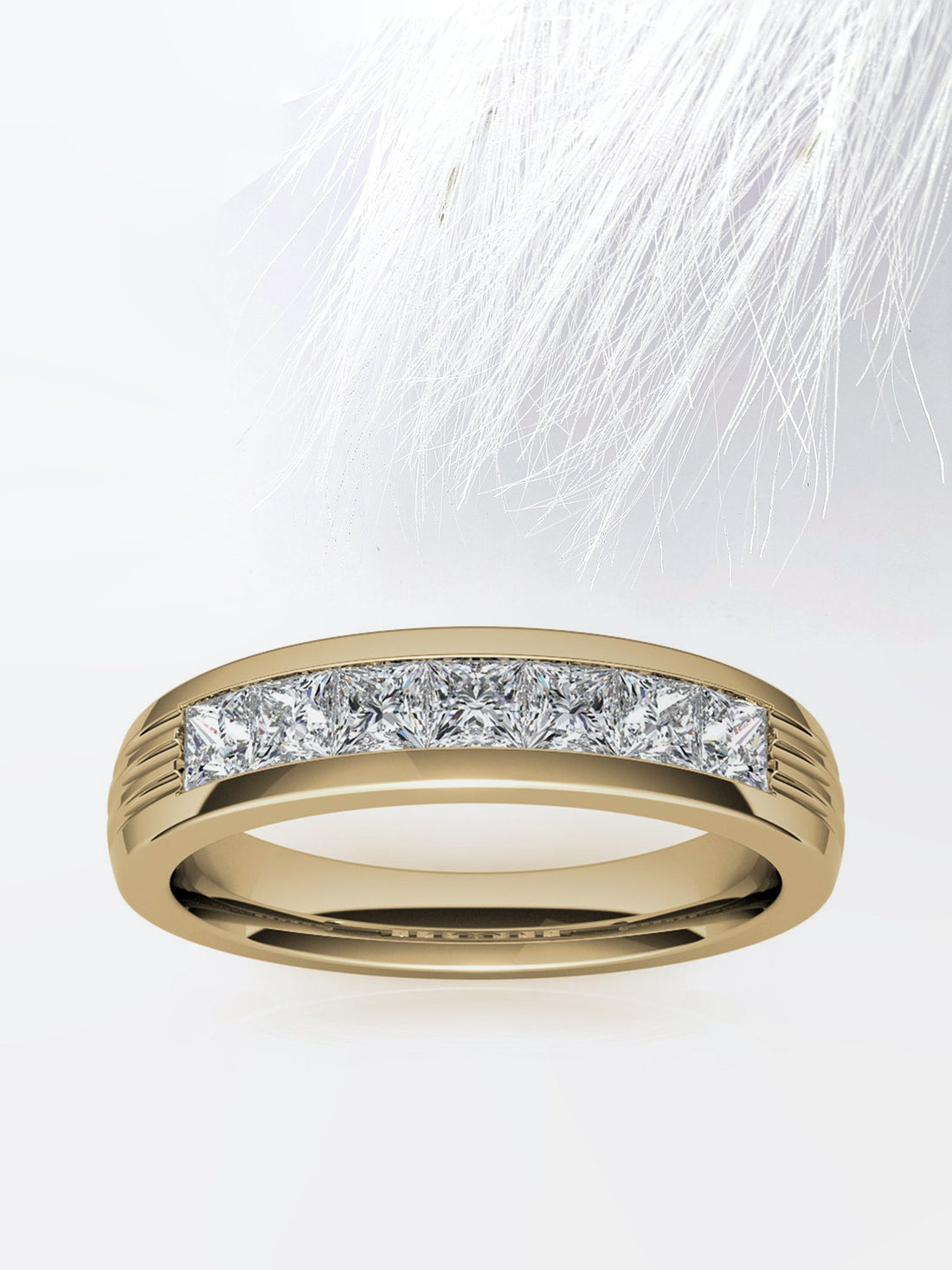 6mm Princess Cut Seven Stone Moissanite Men's Wedding Band