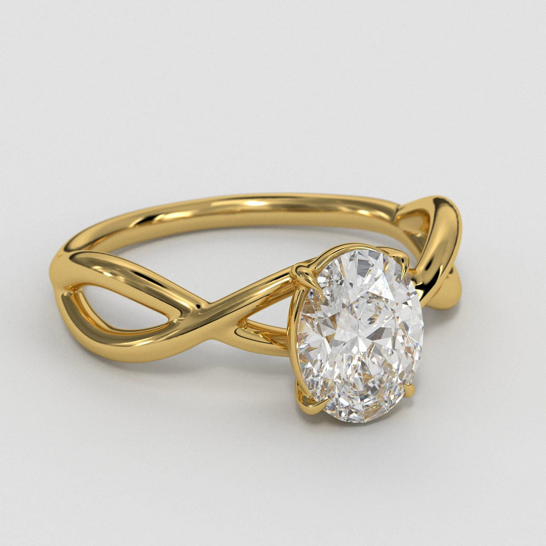 3 CT Lab Grown Diamond Engagement Ring: 14K Gold Oval Wedding Jewelry