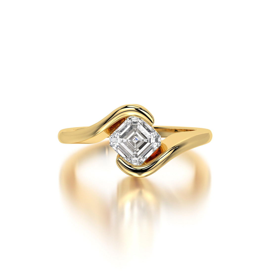 Lab Grown Diamond Asscher Cut Engagement Ring: Minimalist Solitaire