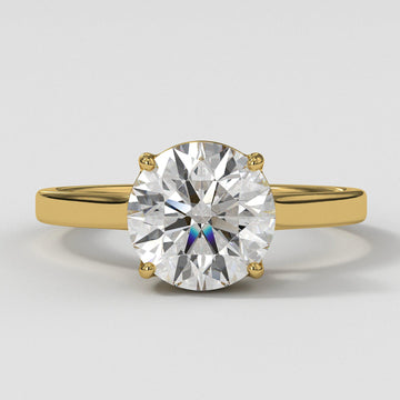 14K Gold Round Cut Lab Grown Diamond Solitaire Engagement Ring