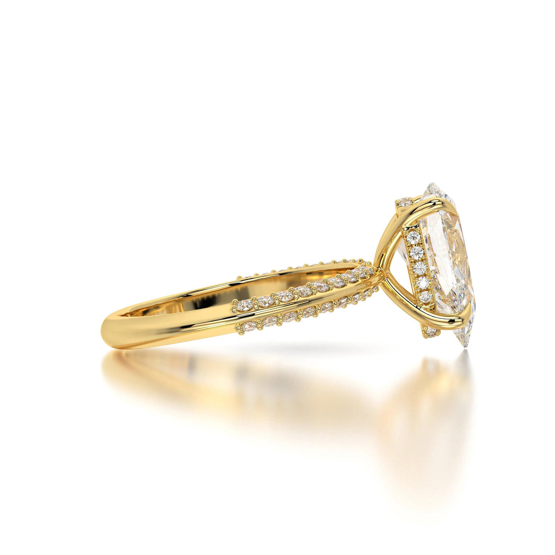 3 CT Pear Lab Diamond Engagement Ring: 14k Gold Pave Setting