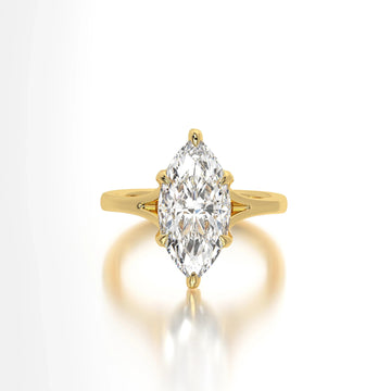 3 CT Lab Grown Diamond Marquise Engagement Ring: Two-Way Solid Gold Solitaire