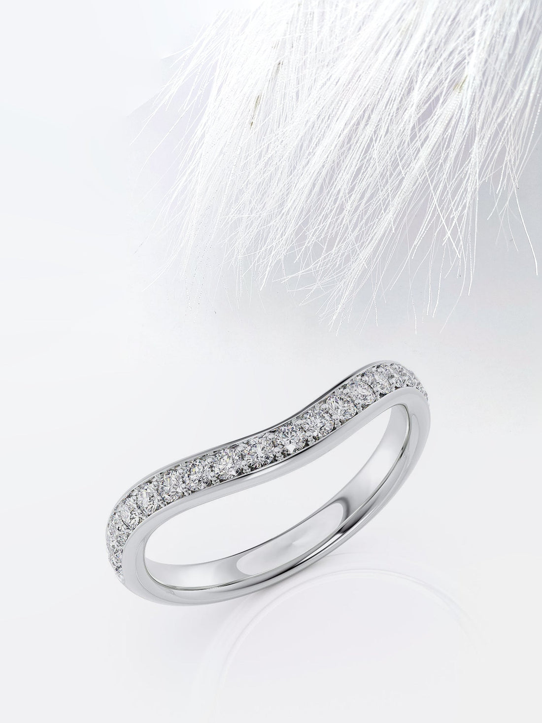 3mm Round Diamond Curved Moissanite Men's Wedding Band