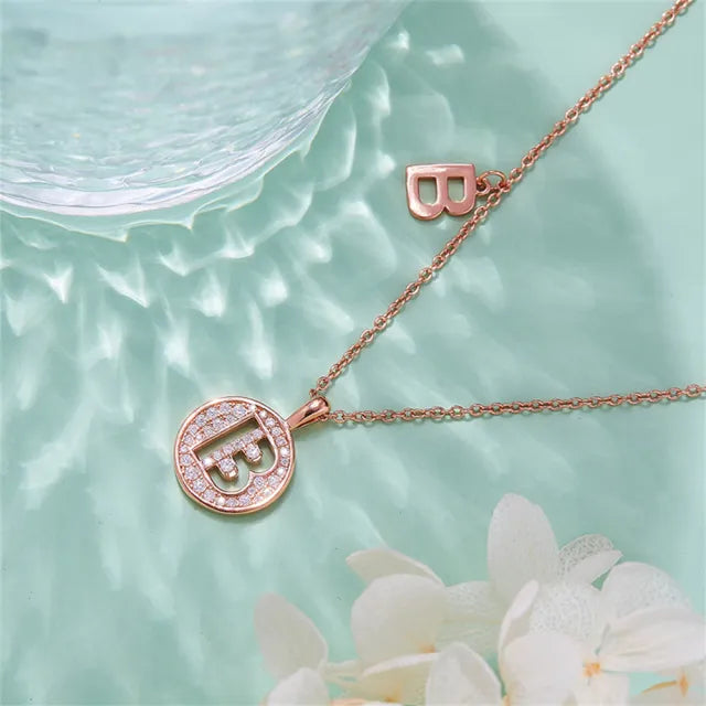 Collar con colgante de moissanita y diamante con la letra "B" para mujer