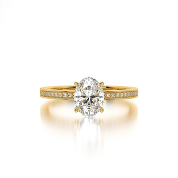 0.5 CT to 3 CT Oval Lab Grown Diamond Engagement Ring: Pave Setting