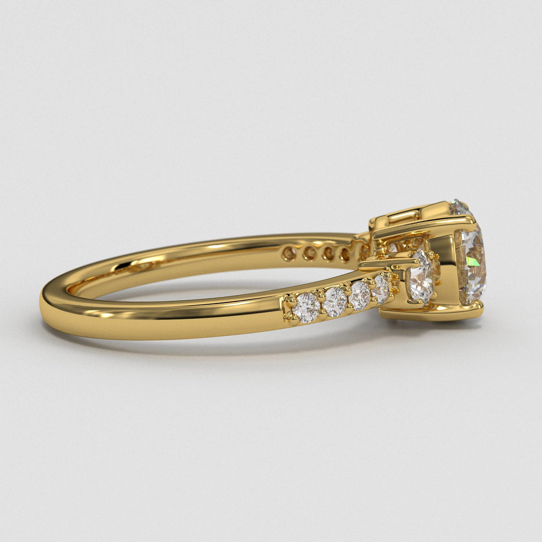 3 CT Lab Grown Diamond Engagement Ring: 14K Gold Pave Setting