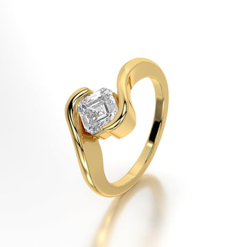 Lab Grown Diamond Asscher Cut Engagement Ring: Minimalist Solitaire