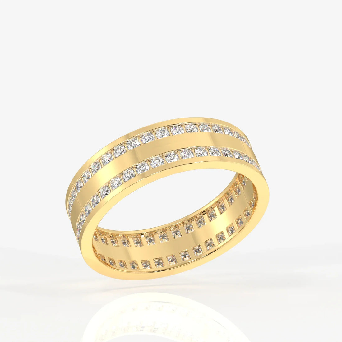 1.0TCW Round Diamond Two Row Pave Men's Wedding Band