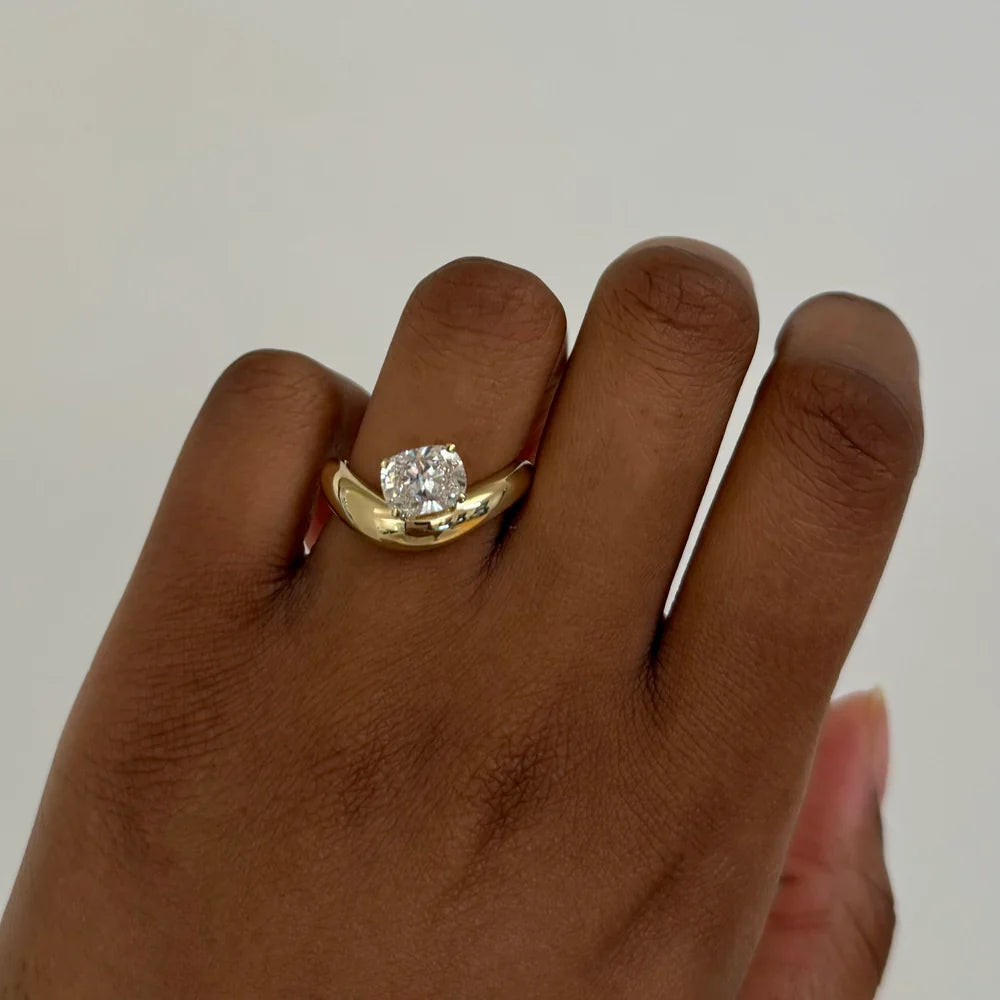 1.50CT-2.50CT Elongated Cushion Cut Unique Moissanite Engagement RIng