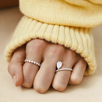 1.50CT Pear Cut Unique Pave Moissanite Engagemetn Ring