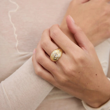 0.50CT Oval Cut Cluster Diamond Dome Engagement Ring