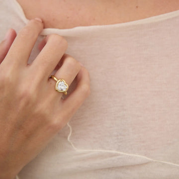 2.0CT Heart Cut Bezel Set Solitaire Engagement Ring