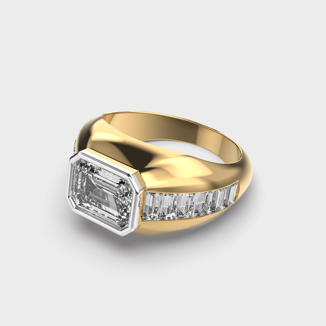 1.75CT Men's Emerald Cut Diamond Ring In Gold