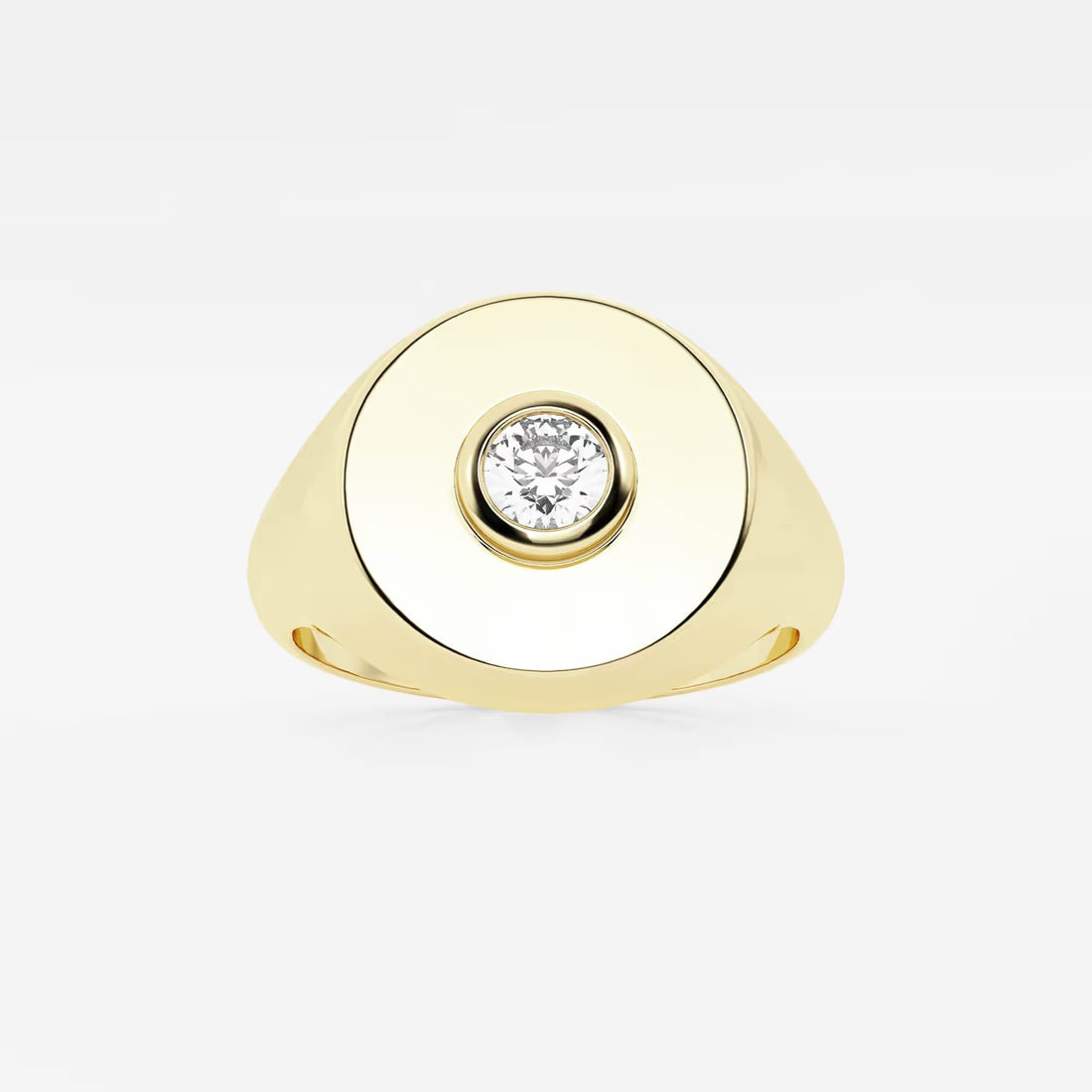 Gigi Hadid Inspired Round Cut Solitaire Diamond Moissanite Signet Ring