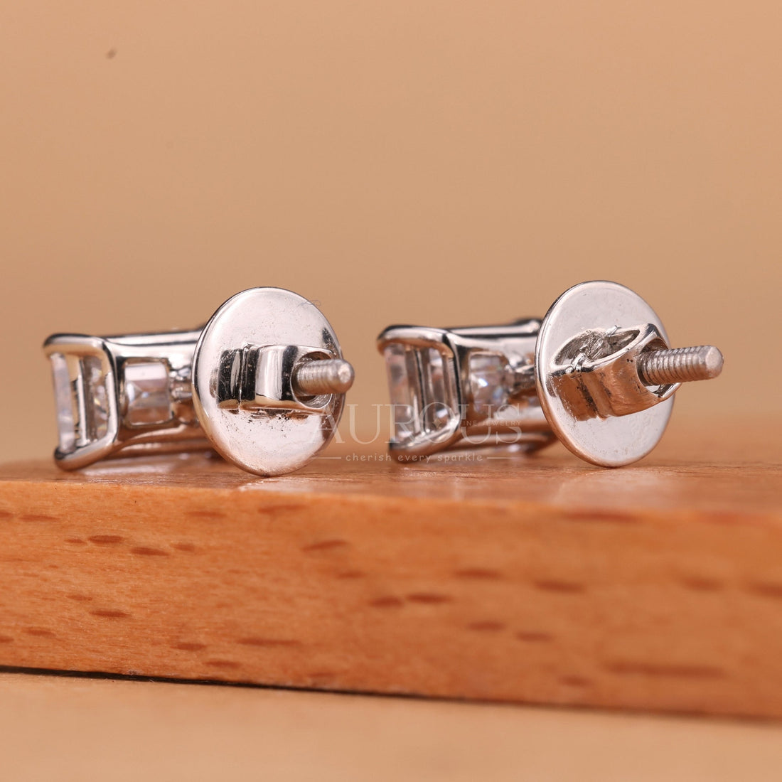 Emerald Cut Diamond Solitaire Moissanite Stud Earrings