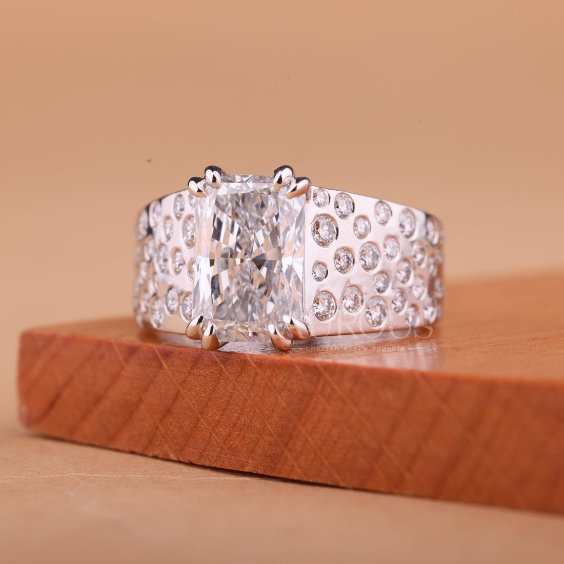 2.0CT Radiant Cut Unique Flush Set Cluster Diamond Men's Wedding Ring