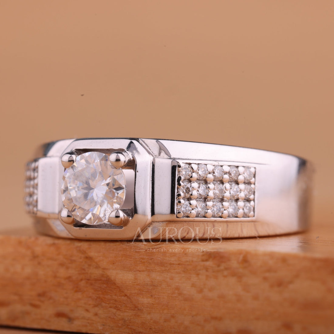 0.75CT Round Cut Cluster Diamond Men's Wedding Ring For Him