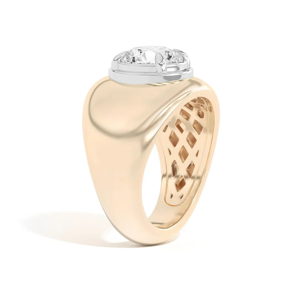 2.0CT-3.0CT Round Cut Double Bezel Setting Engagement Ring