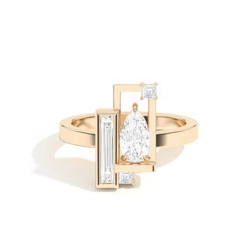 0.80CT Pear Cut Diamond Cluster Unique Engagement Ring