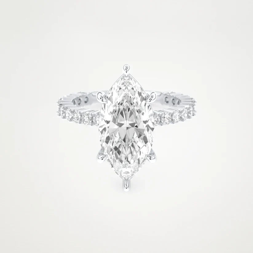 4.0CT Marquise Cut Pave Setting Moissanite Engagement Ring – Inspired by Selena Gomez