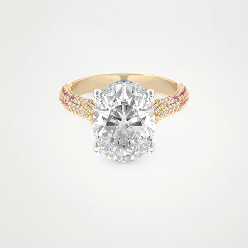 4.0CT Oval Cut Three Side Pave Setting Engagement Ring– Inspired by Lady Gaga