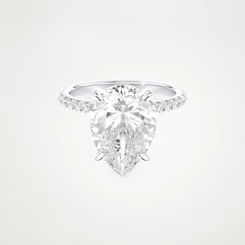 2.0CT Pear Cut Diamond Pave Setting Engagement Ring – Inspired by Adele