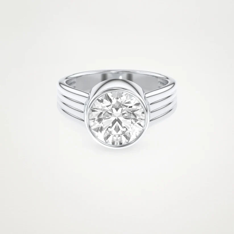 2.0CT Round Cut Bezel Set Solitaire Engagement Ring – Inspired by Emma Roberts