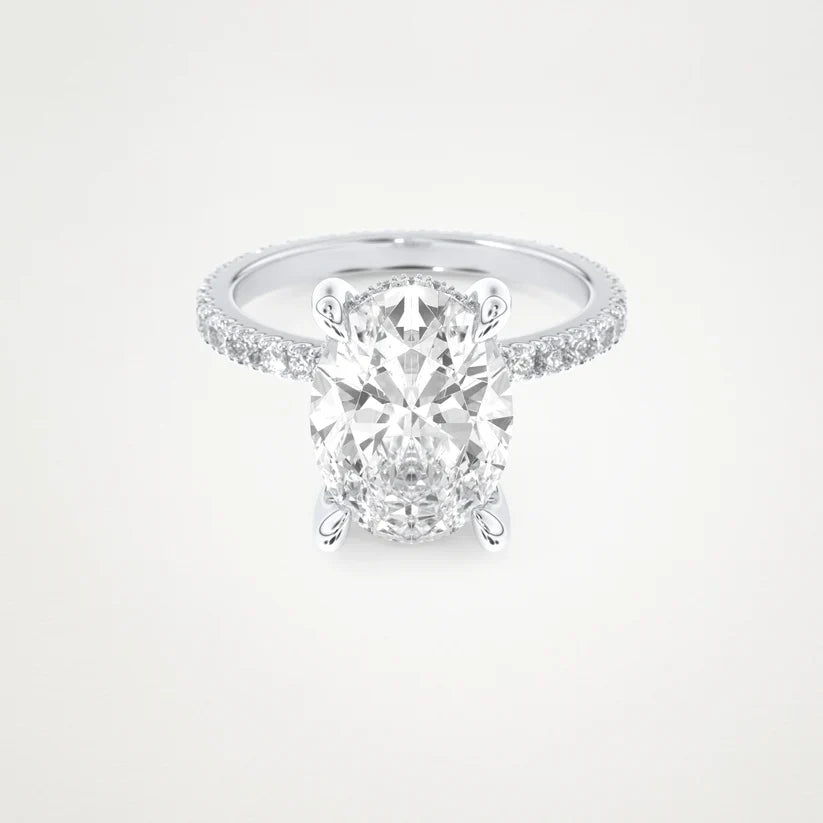 3.50CT Oval Cut Pave Set Moissanite Engagement Ring – Inspired by Kourtney Kardashian