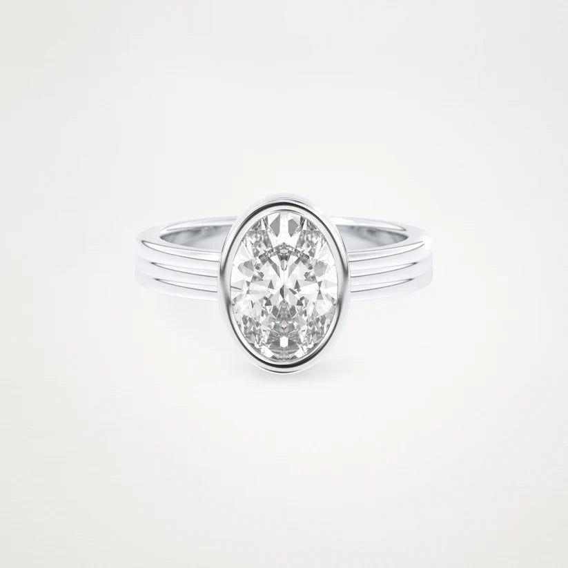 2.50CT Oval Cut Bezel Set Solitaire Engagement Ring – Inspired by Phoebe Dynevor