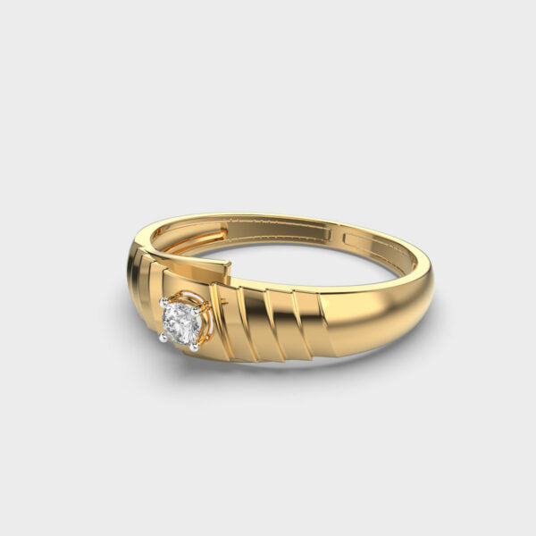 Round Diamond Unique Men's Wedding Ring In Gold