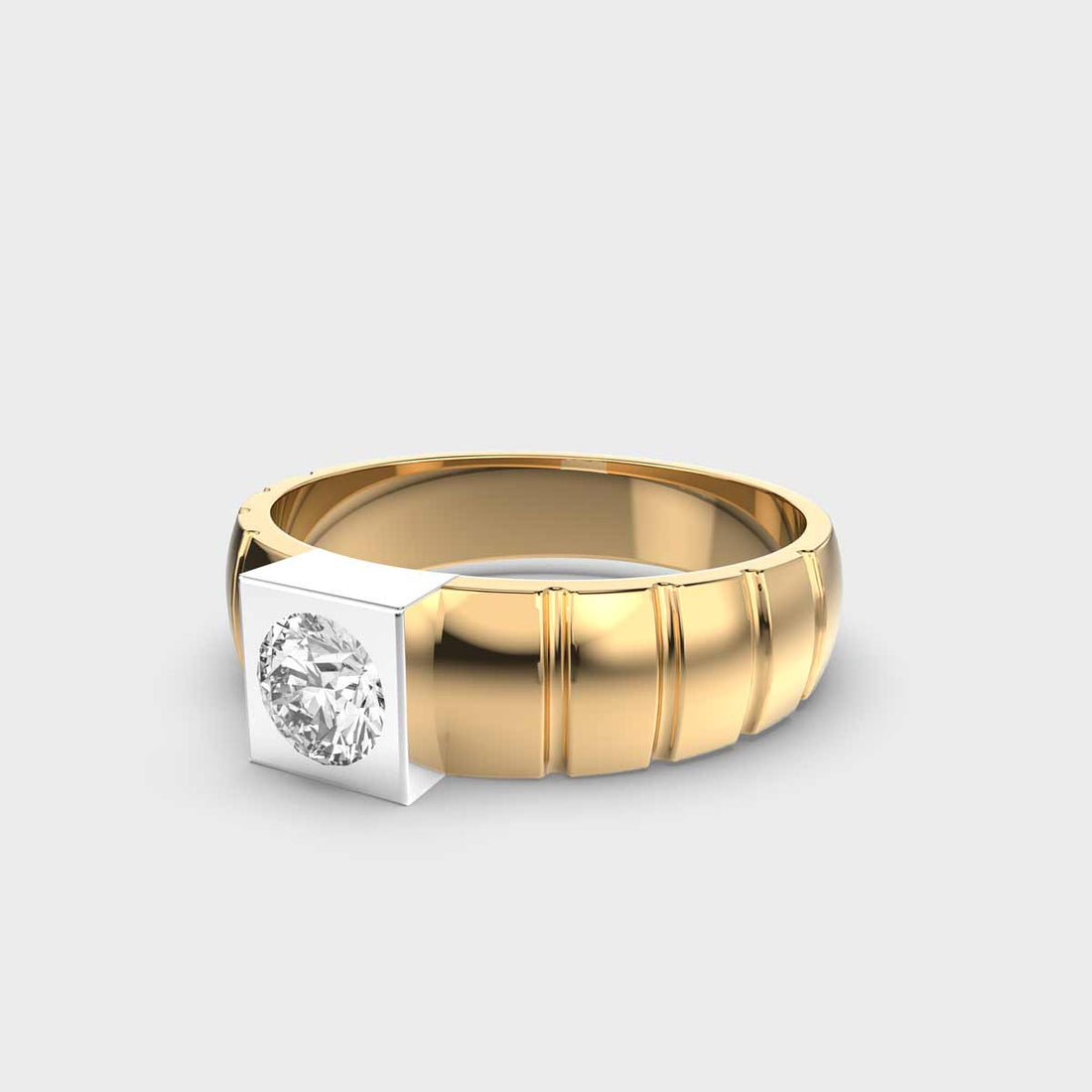 0.50CT Round Cut Men's Two Tone Wedding Ring