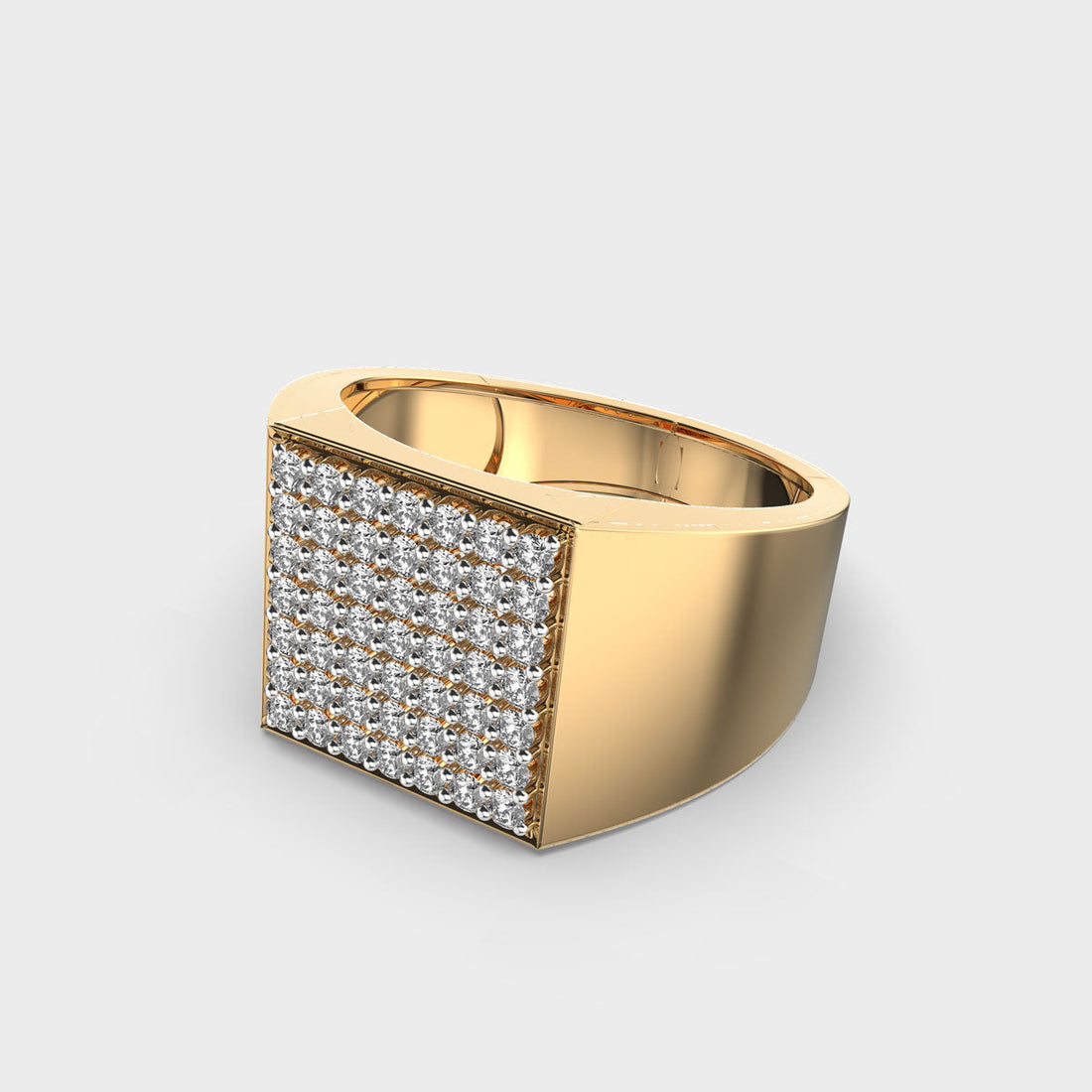 0.75TCW Round Cut Cluster Signet Wedding Ring Men's Gold