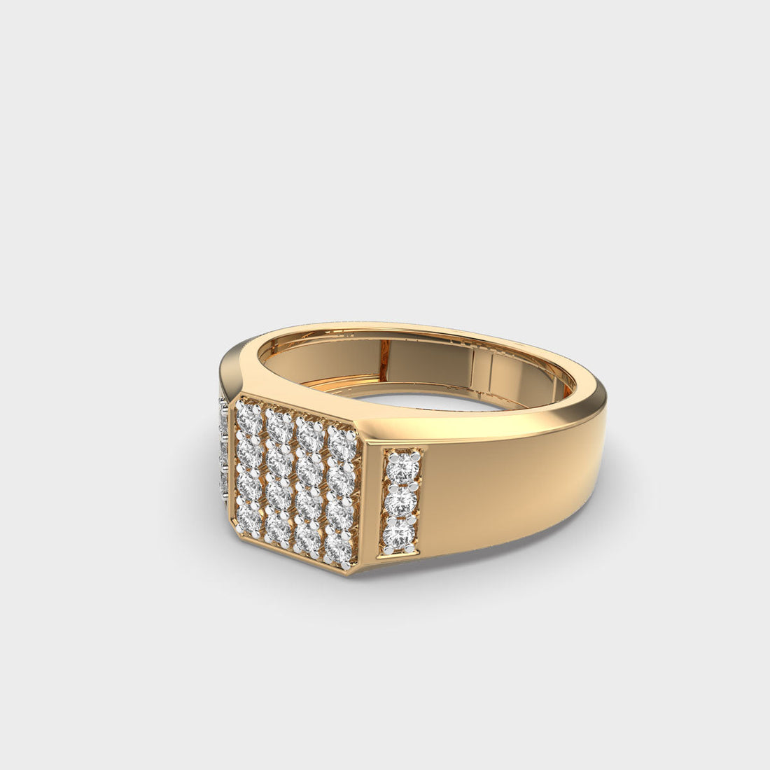 Round Cut Cluster Diamond Men's Golden Wedding Ring