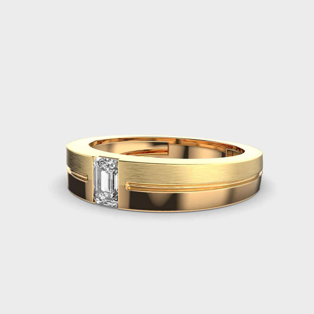 Anillo de compromiso solitario de 0,30 CT con diamante y esmeralda para hombre