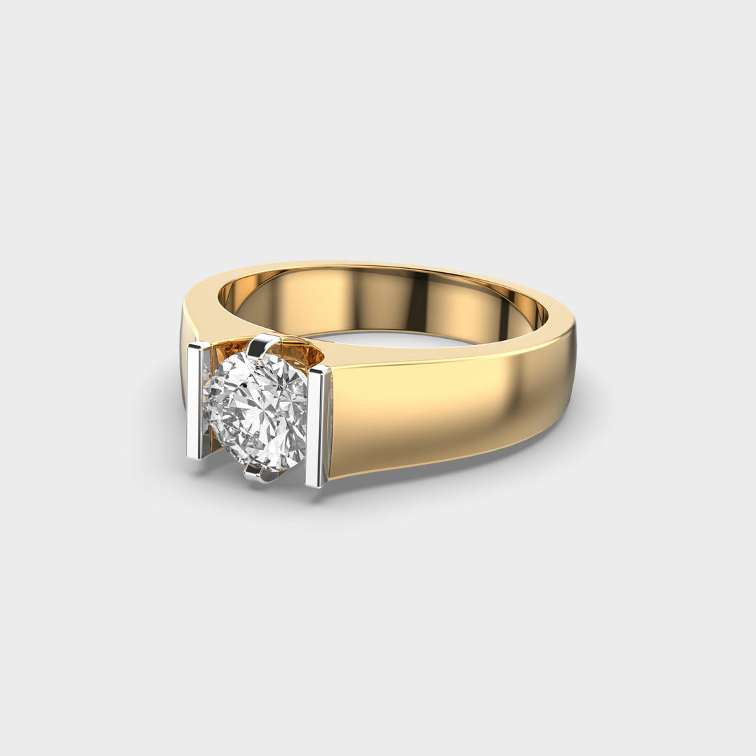 1.0CT Round Cut Crown Moissanite Men's Engagement Ring