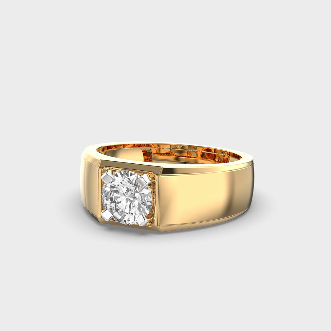 1.0CT Round Cut Solitaire Moissanite Men's Engagement Ring