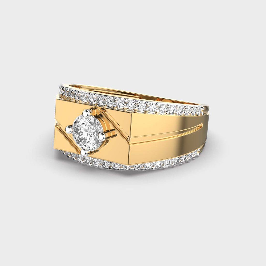 Anillos de compromiso para hombre con grupo de talla redonda de 0,45 CT, sencillos
