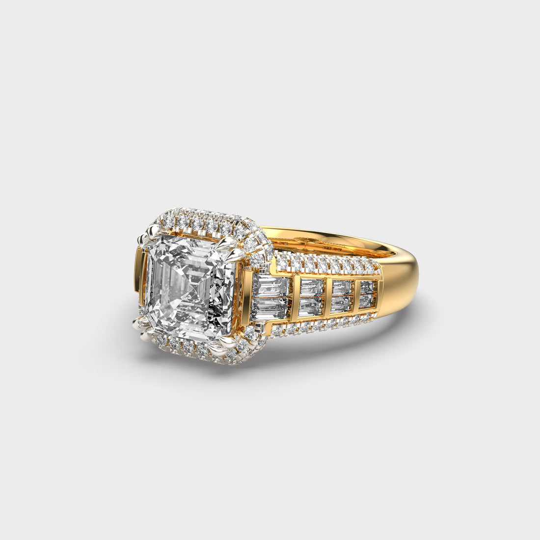 2.50 CT Asscher Cut Cluster Diamond Men's Engagement Ring